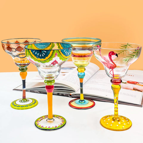 Hand Blown Painted Margarita Glass - TMKEFFC