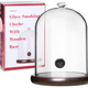 TMKEFFC Smoking Cloche For Food Drinks With Wood Base, Cocktails Smoke Infuser Accessory, Glass Dome for Smoker Gun