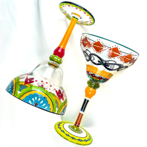 Hand Blown Painted Margarita Glass - TMKEFFC