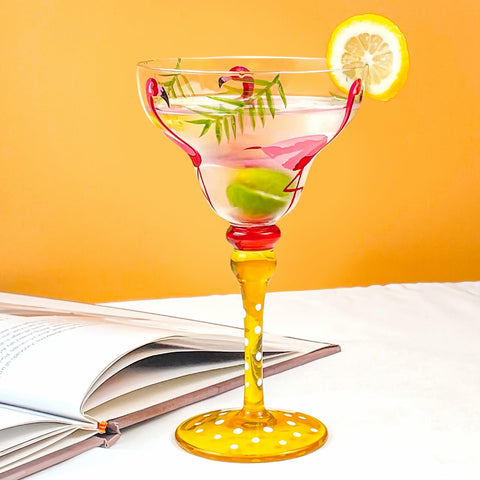 Hand Blown Painted Margarita Glass - TMKEFFC