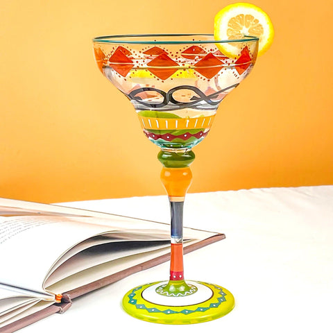 Hand Blown Painted Margarita Glass - TMKEFFC