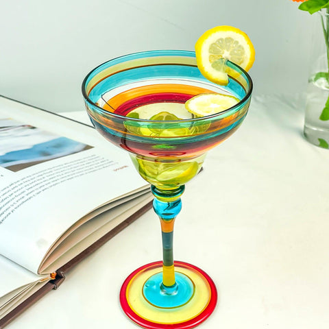 Hand Blown Painted Margarita Glass - TMKEFFC