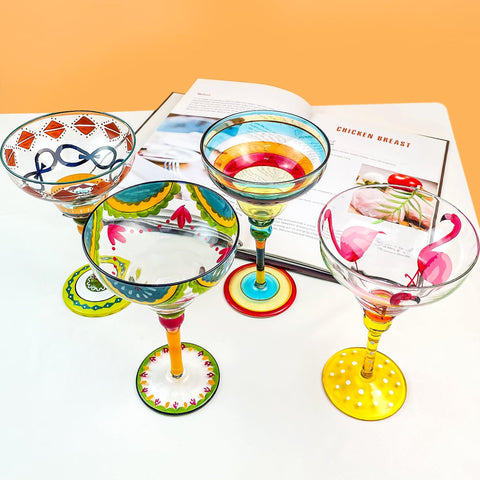 Hand Blown Painted Margarita Glass - TMKEFFC