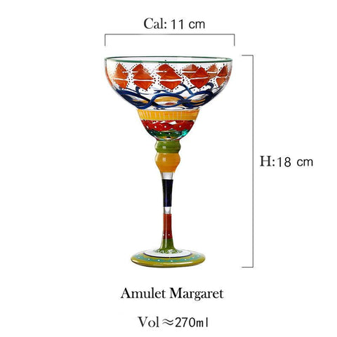 Hand Blown Painted Margarita Glass - TMKEFFC