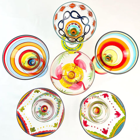 Hand Blown Painted Margarita Glass - TMKEFFC