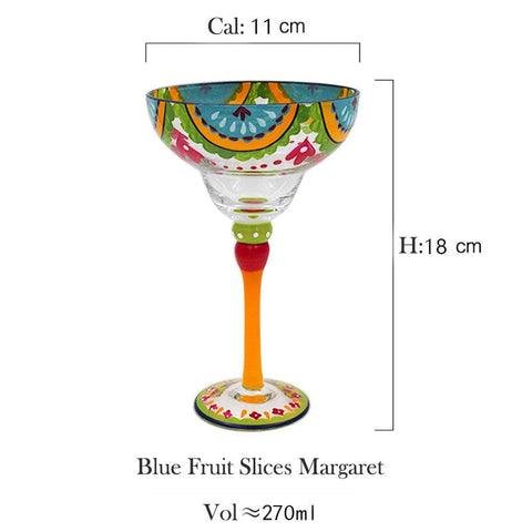 Hand Blown Painted Margarita Glass - TMKEFFC