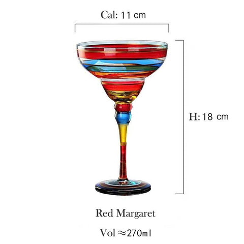 Hand Blown Painted Margarita Glass - TMKEFFC