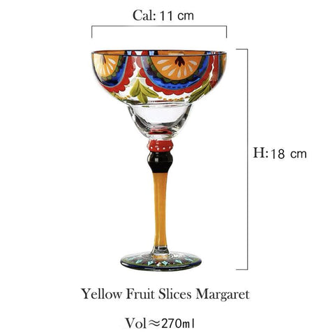 Hand Blown Painted Margarita Glass - TMKEFFC