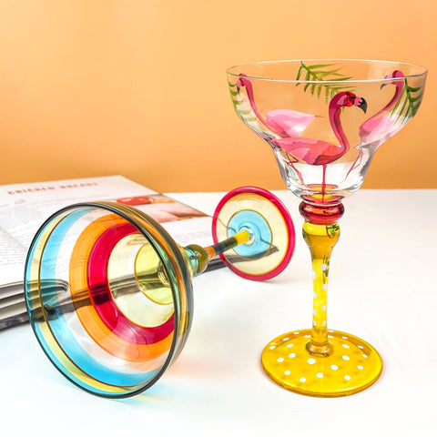 Hand Blown Painted Margarita Glass - TMKEFFC